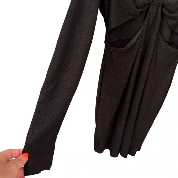 ✨3/$20✨ Wild Fable Black Shimmer Long Sleeve Cut Out Lurex Bodycon NWT Dress XXL - Picture 6 of 13